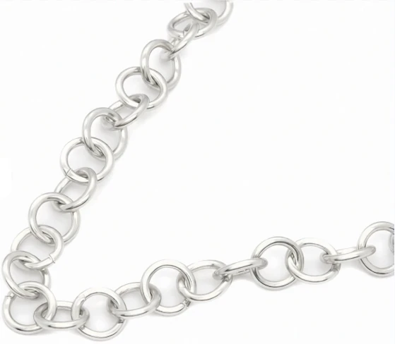 Cadena de acero quirurgico eslabon circulos 45cm + 5cm
